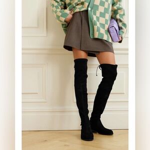 Stuart Weitzman Lowland Over the Knee Suede Boots Womens Size‎ 7.5 OTK Black